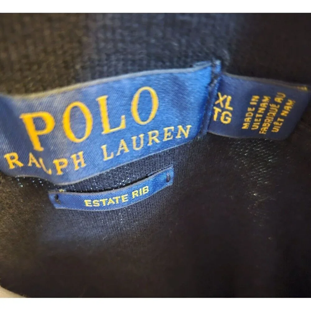 POLO RALPH LAUREN Estate Rib 1/4 Zip mock Neck Pull Over Sweater Navy Blue XL